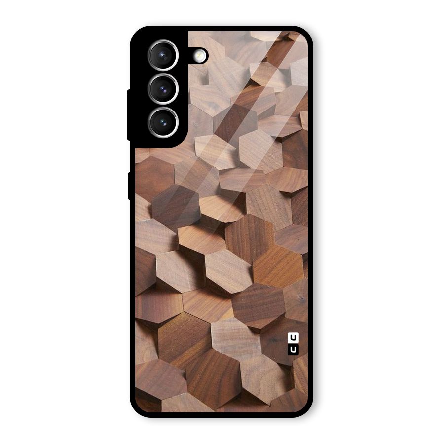 Uplifted Wood Hexagons Glass Back Case for Galaxy S21 5G
