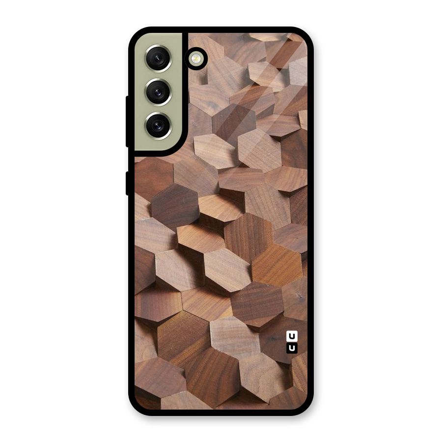 Uplifted Wood Hexagons Glass Back Case for Galaxy S21 FE 5G