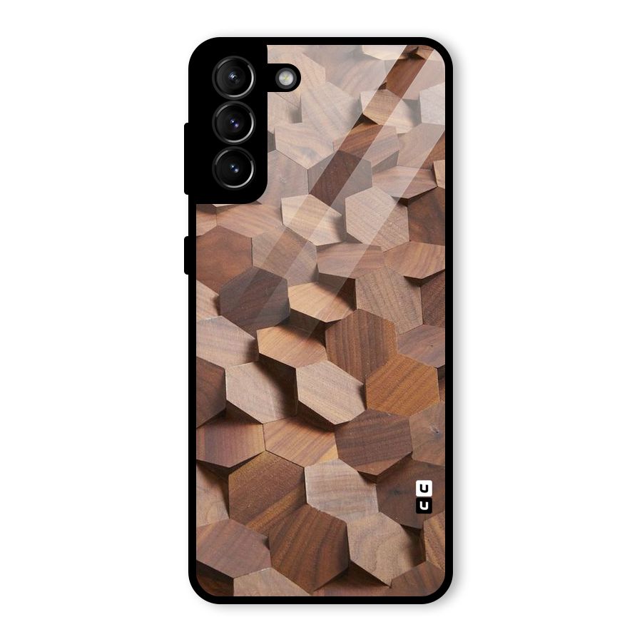 Uplifted Wood Hexagons Glass Back Case for Galaxy S21 Plus