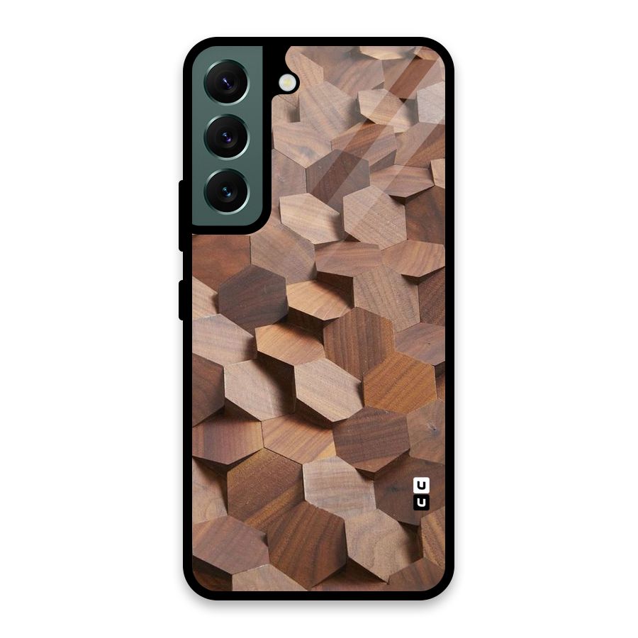 Uplifted Wood Hexagons Glass Back Case for Galaxy S22 5G