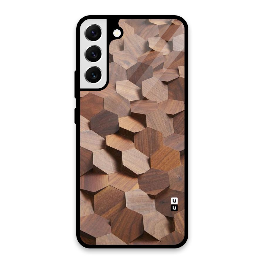 Uplifted Wood Hexagons Glass Back Case for Galaxy S22 Plus 5G