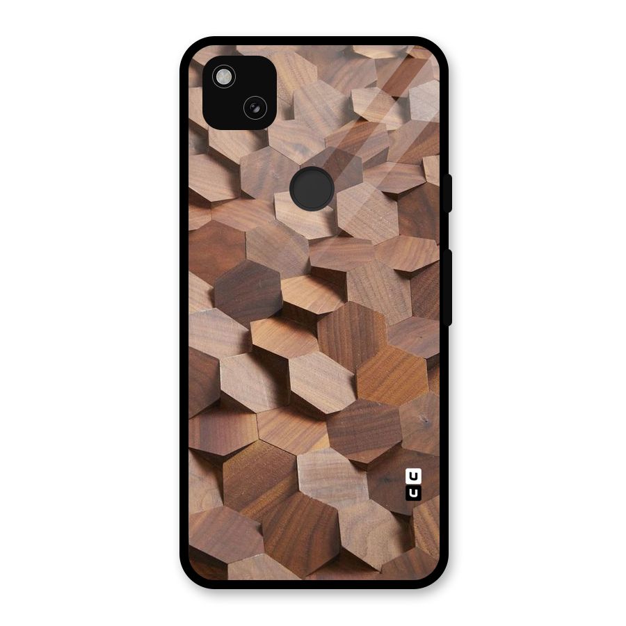 Uplifted Wood Hexagons Glass Back Case for Google Pixel 4a