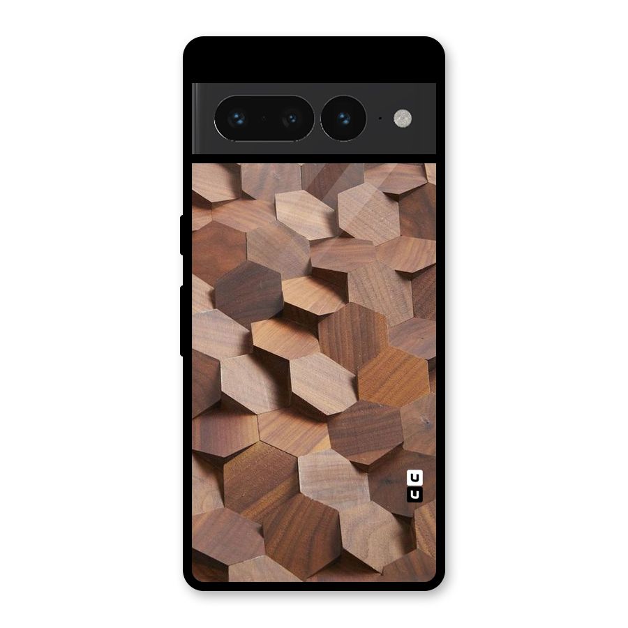 Uplifted Wood Hexagons Glass Back Case for Google Pixel 7 Pro