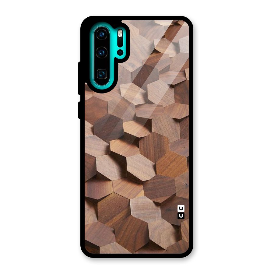 Uplifted Wood Hexagons Glass Back Case for Huawei P30 Pro