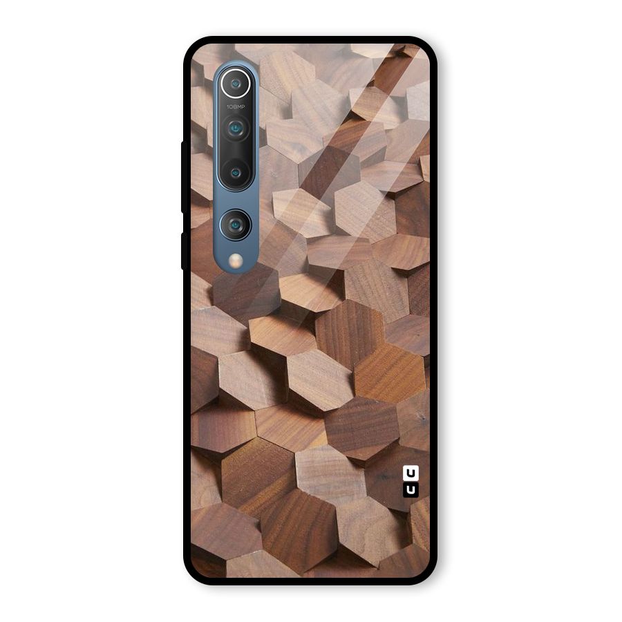 Uplifted Wood Hexagons Glass Back Case for Mi 10
