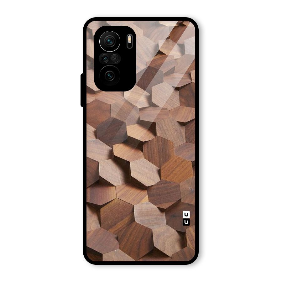 Uplifted Wood Hexagons Glass Back Case for Mi 11x