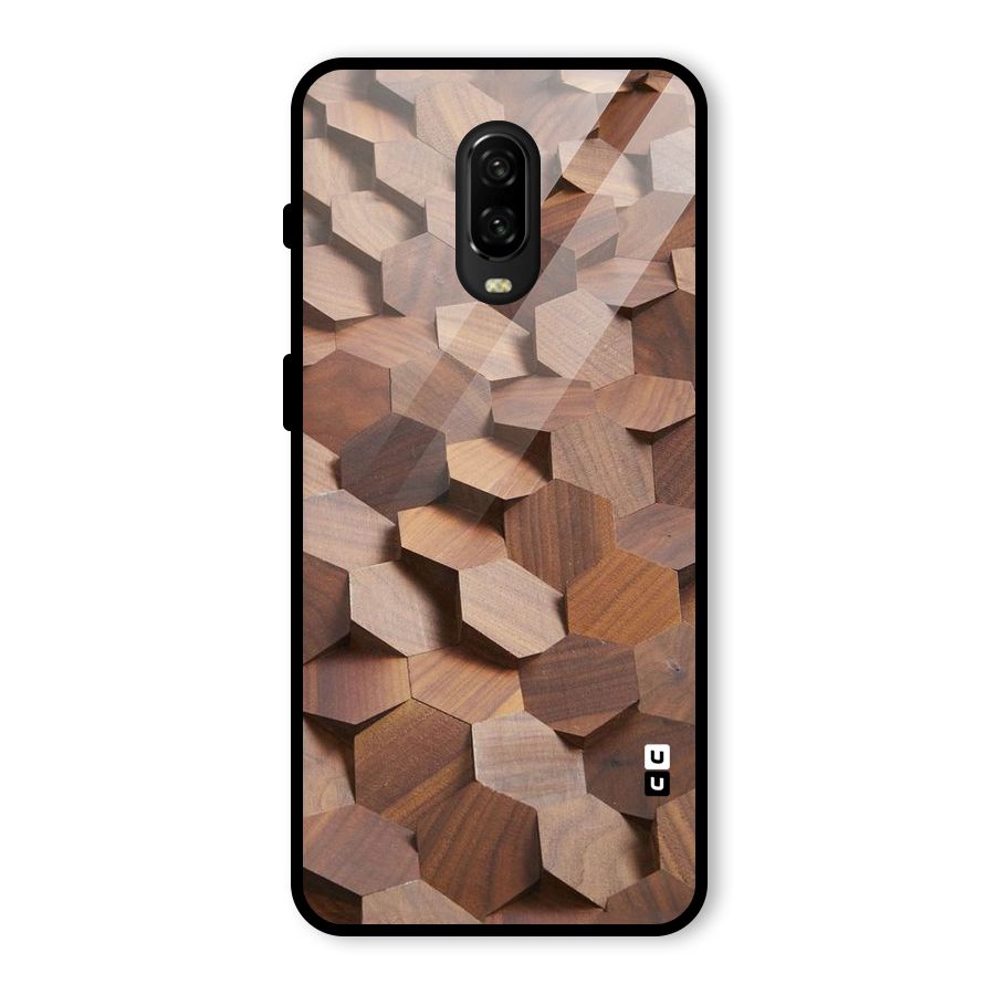 Uplifted Wood Hexagons Glass Back Case for OnePlus 6T