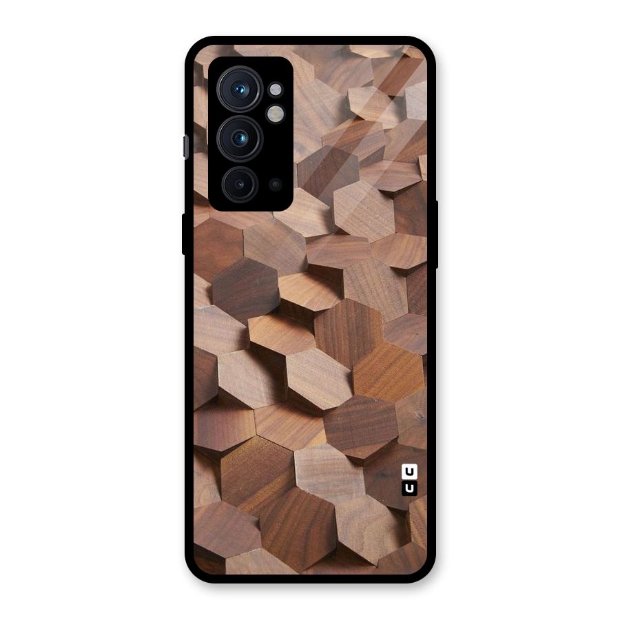 Uplifted Wood Hexagons Glass Back Case for OnePlus 9RT 5G