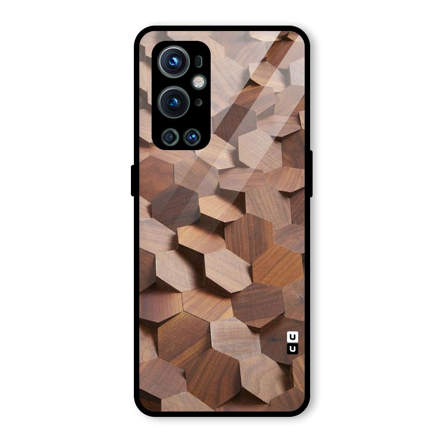 Uplifted Wood Hexagons Glass Back Case for OnePlus 9 Pro