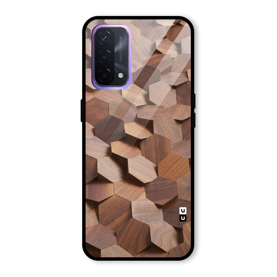 Uplifted Wood Hexagons Glass Back Case for Oppo A74 5G
