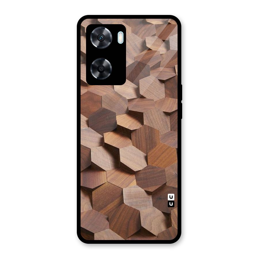 Uplifted Wood Hexagons Glass Back Case for Oppo A77