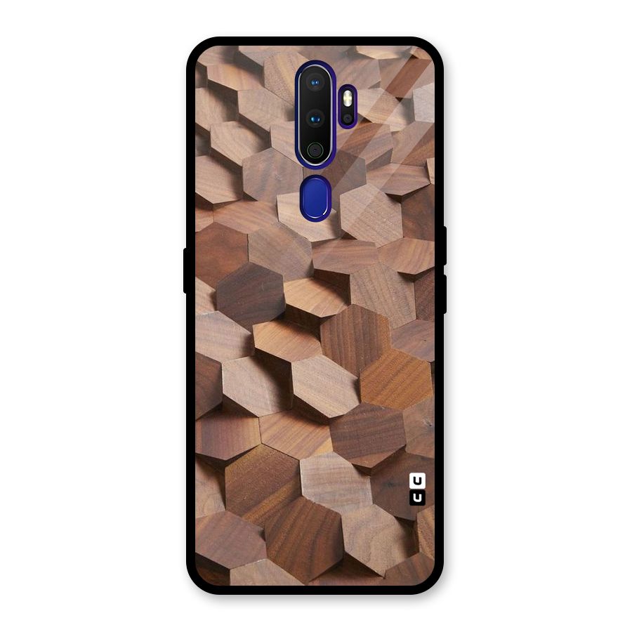 Uplifted Wood Hexagons Glass Back Case for Oppo A9 (2020)