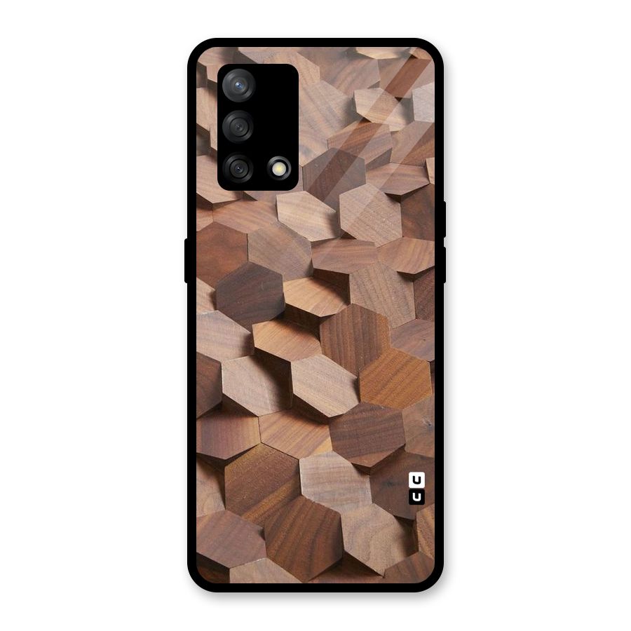 Uplifted Wood Hexagons Glass Back Case for Oppo F19