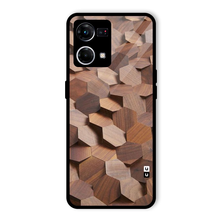 Uplifted Wood Hexagons Glass Back Case for Oppo F21 Pro 4G