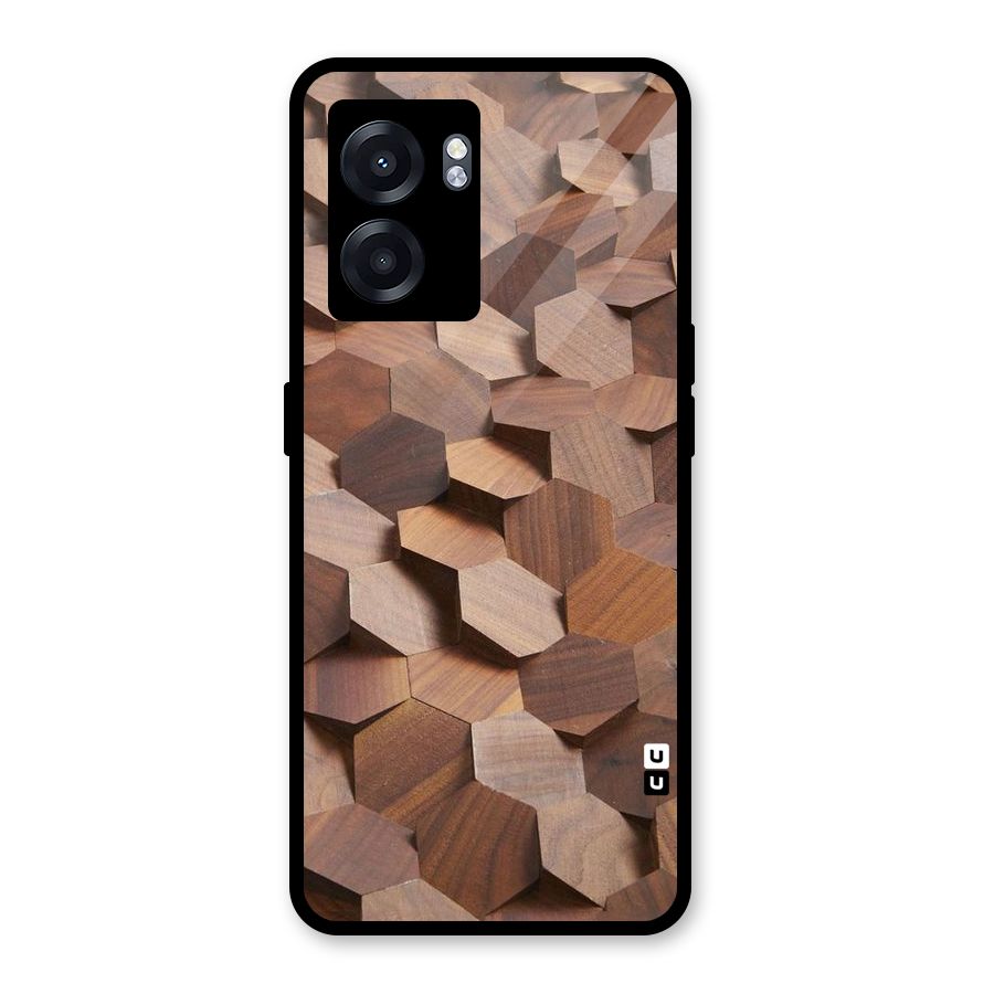 Uplifted Wood Hexagons Glass Back Case for Oppo K10 (5G)