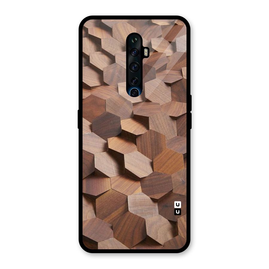 Uplifted Wood Hexagons Glass Back Case for Oppo Reno2 F