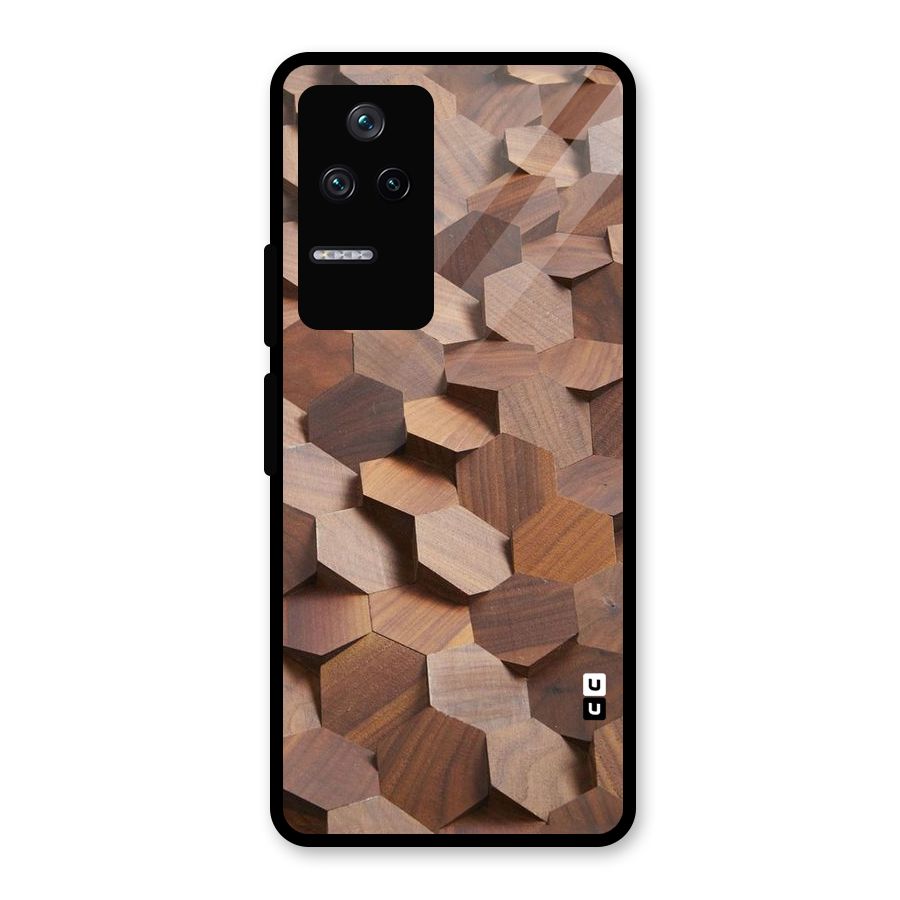 Uplifted Wood Hexagons Glass Back Case for Poco F4 5G