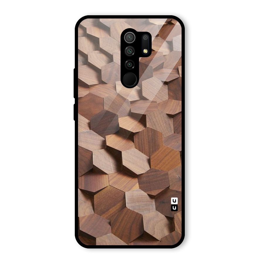 Uplifted Wood Hexagons Glass Back Case for Poco M2