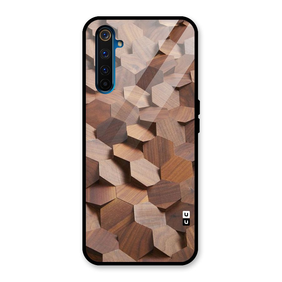 Uplifted Wood Hexagons Glass Back Case for Realme 6 Pro
