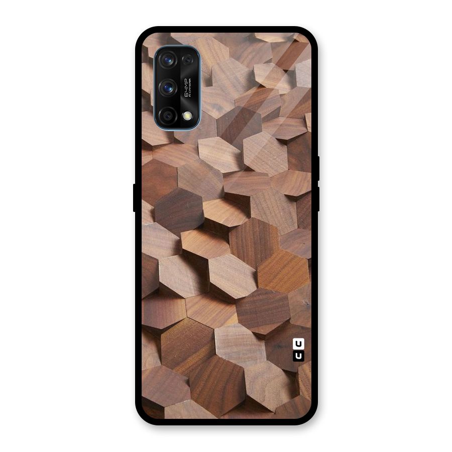 Uplifted Wood Hexagons Glass Back Case for Realme 7 Pro