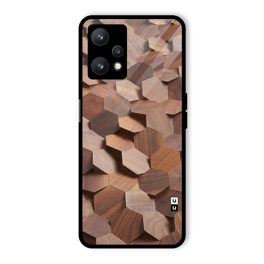 Uplifted Wood Hexagons Glass Back Case for Realme 9 Pro 5G