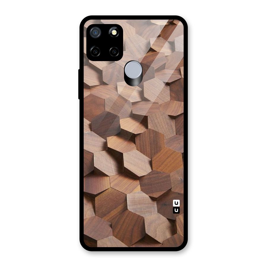 Uplifted Wood Hexagons Glass Back Case for Realme C15