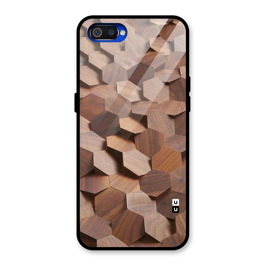 Uplifted Wood Hexagons Glass Back Case for Realme C2