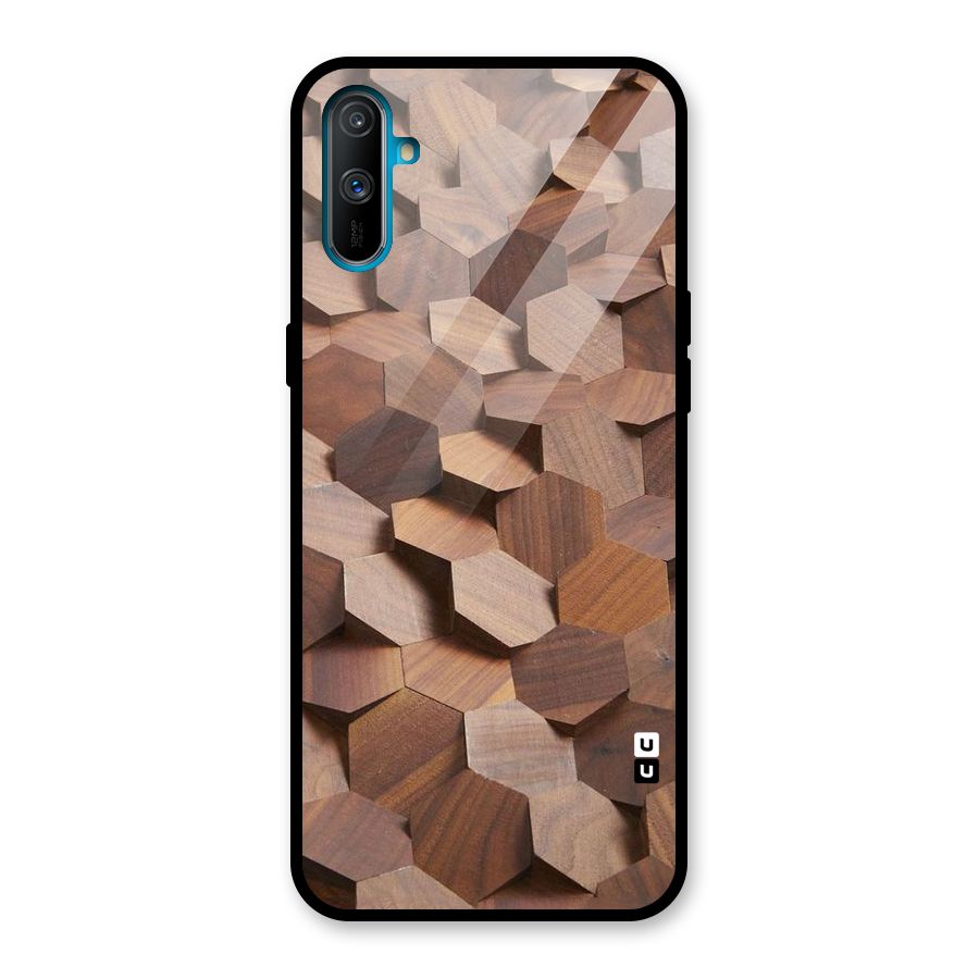 Uplifted Wood Hexagons Glass Back Case for Realme C3