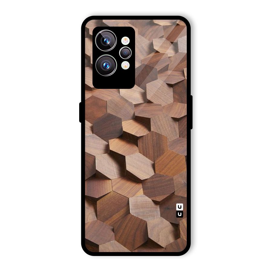 Uplifted Wood Hexagons Glass Back Case for Realme GT2 Pro