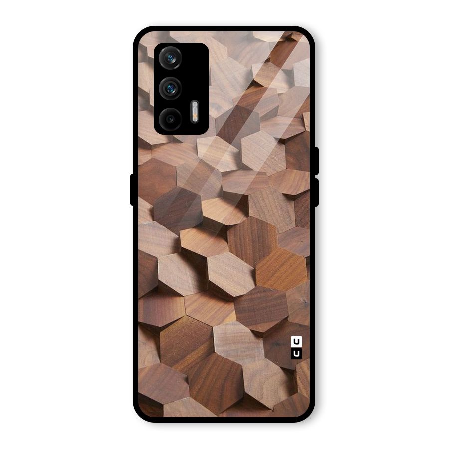 Uplifted Wood Hexagons Glass Back Case for Realme GT 5G