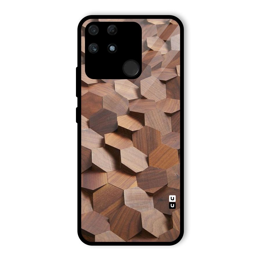 Uplifted Wood Hexagons Glass Back Case for Realme Narzo 50A