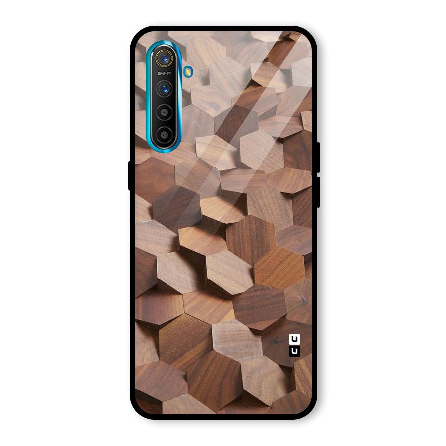 Uplifted Wood Hexagons Glass Back Case for Realme XT