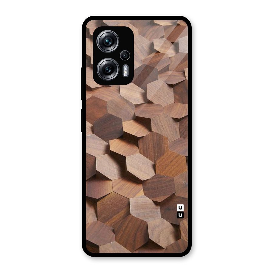 Uplifted Wood Hexagons Glass Back Case for Redmi K50i