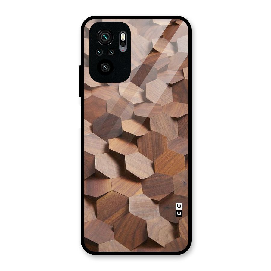 Uplifted Wood Hexagons Glass Back Case for Redmi Note 10S