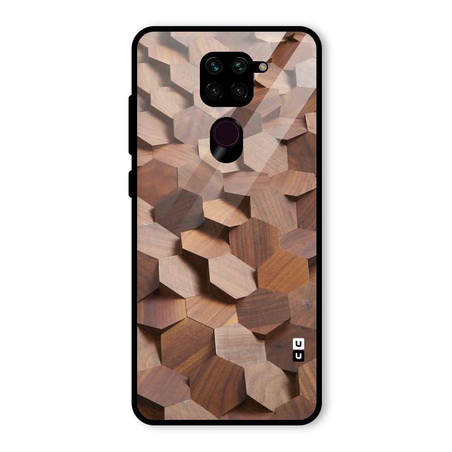 Uplifted Wood Hexagons Glass Back Case for Redmi Note 9