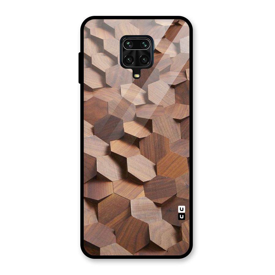 Uplifted Wood Hexagons Glass Back Case for Redmi Note 9 Pro
