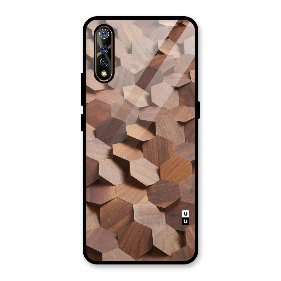 Uplifted Wood Hexagons Glass Back Case for Vivo S1