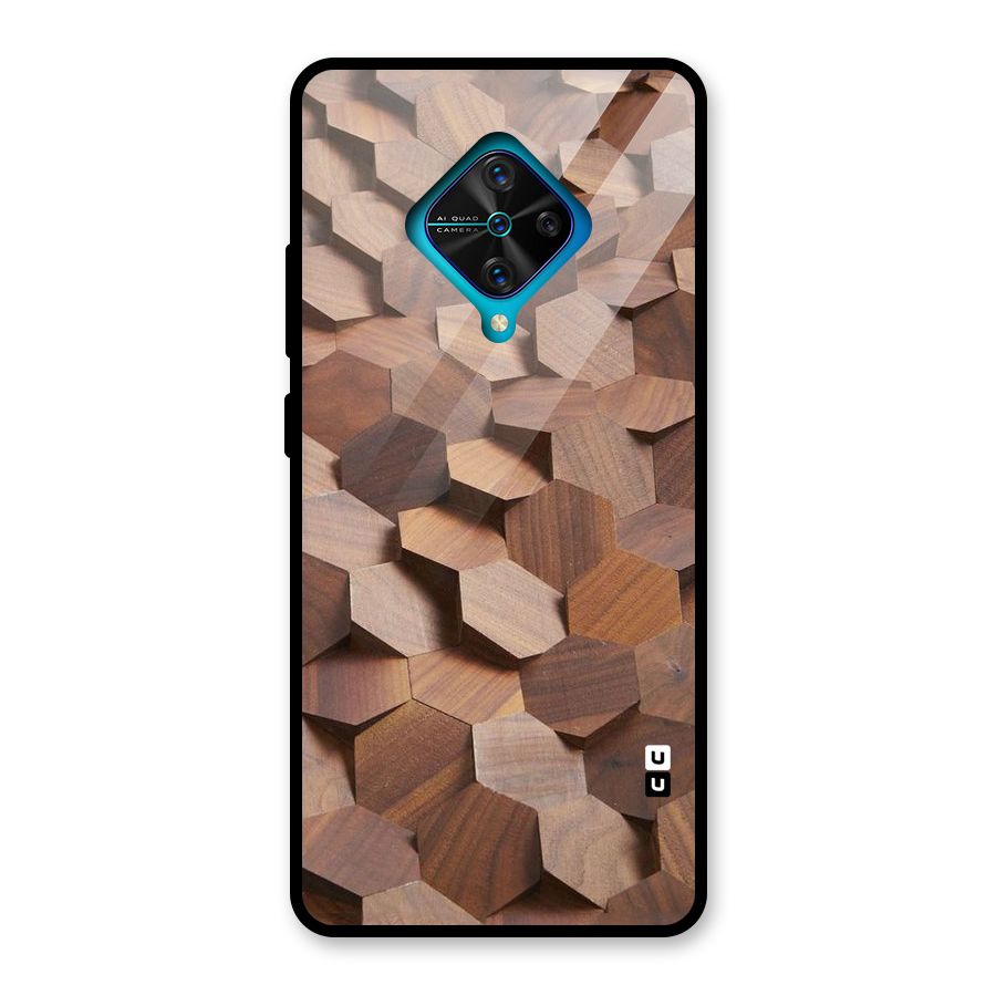Uplifted Wood Hexagons Glass Back Case for Vivo S1 Pro