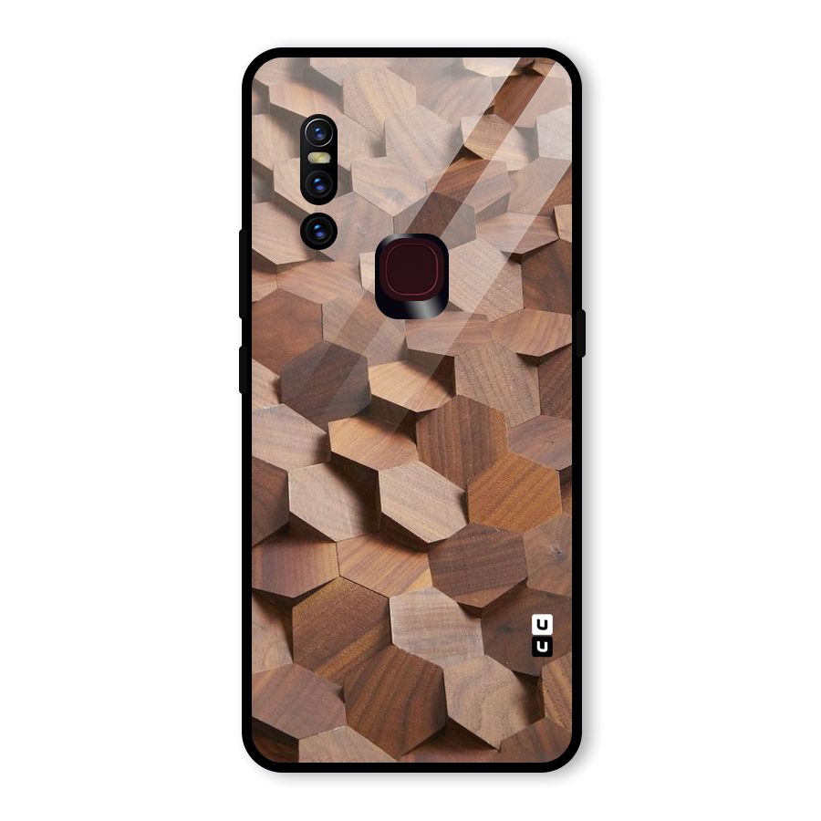 Uplifted Wood Hexagons Glass Back Case for Vivo V15
