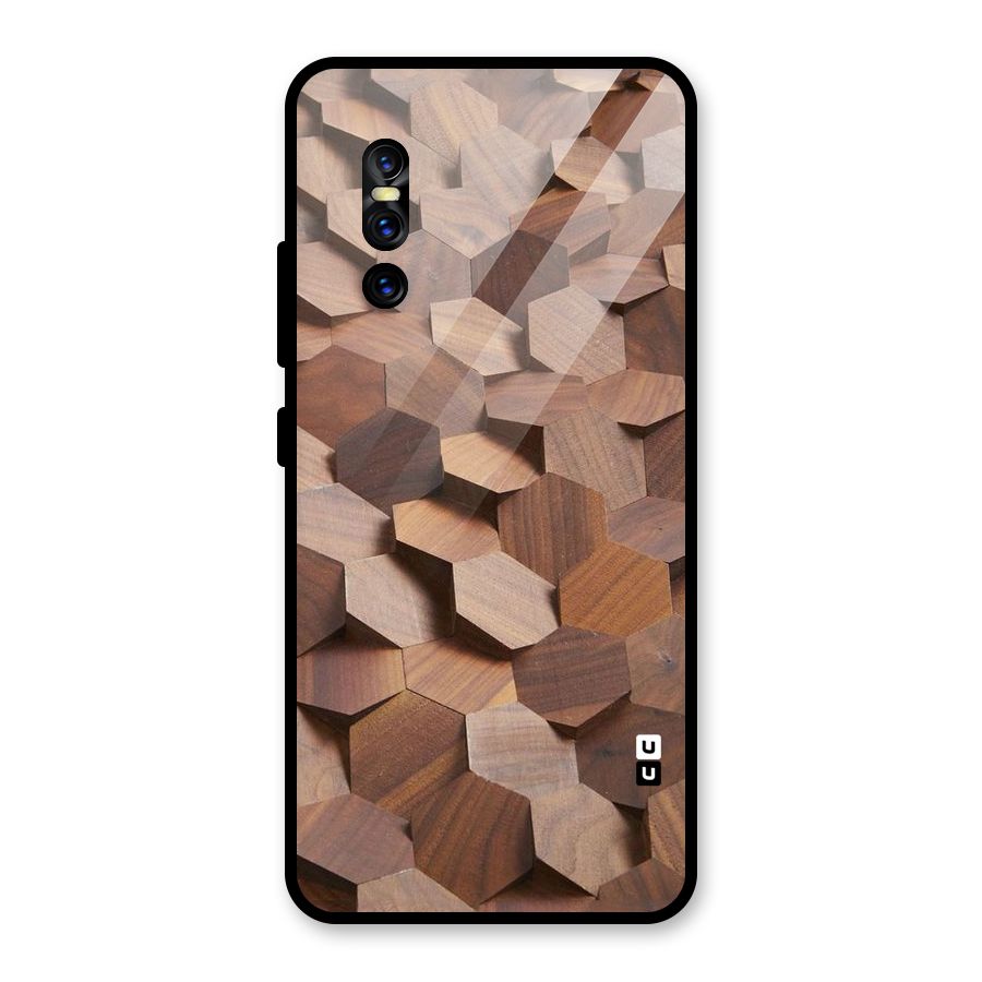 Uplifted Wood Hexagons Glass Back Case for Vivo V15 Pro