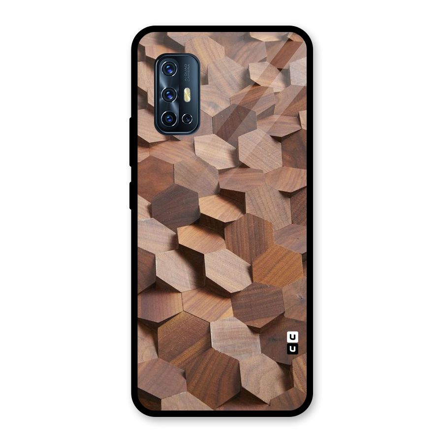 Uplifted Wood Hexagons Glass Back Case for Vivo V17
