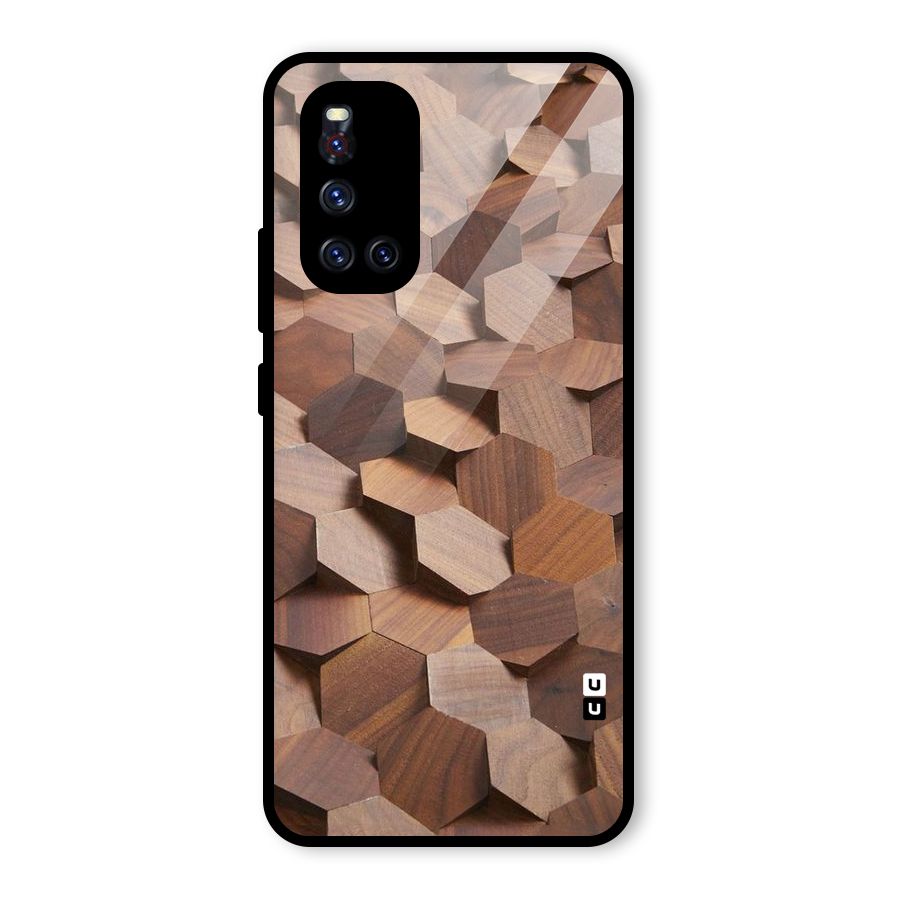 Uplifted Wood Hexagons Glass Back Case for Vivo V19