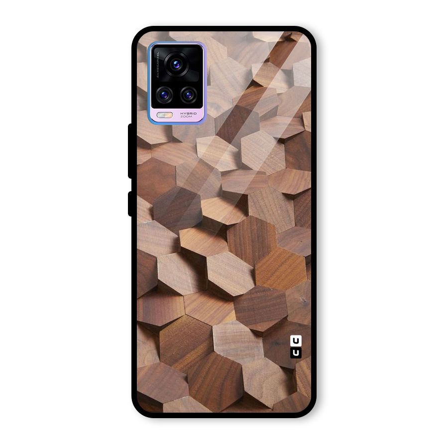 Uplifted Wood Hexagons Glass Back Case for Vivo V20 Pro