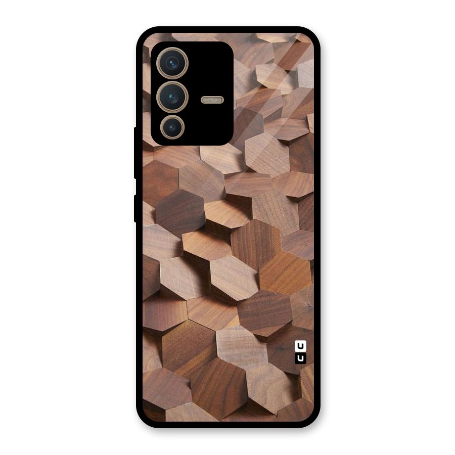 Uplifted Wood Hexagons Glass Back Case for Vivo V23 5G