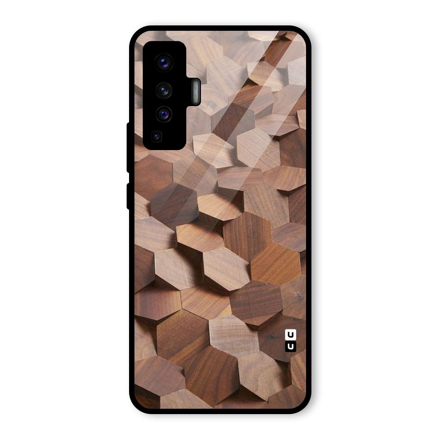 Uplifted Wood Hexagons Glass Back Case for Vivo X50