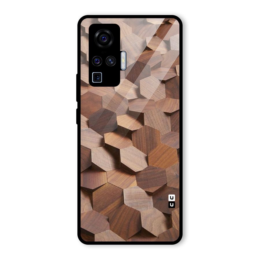 Uplifted Wood Hexagons Glass Back Case for Vivo X50 Pro