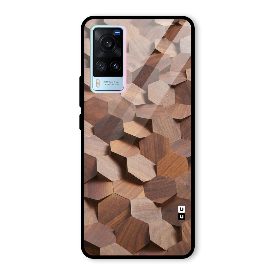 Uplifted Wood Hexagons Glass Back Case for Vivo X60