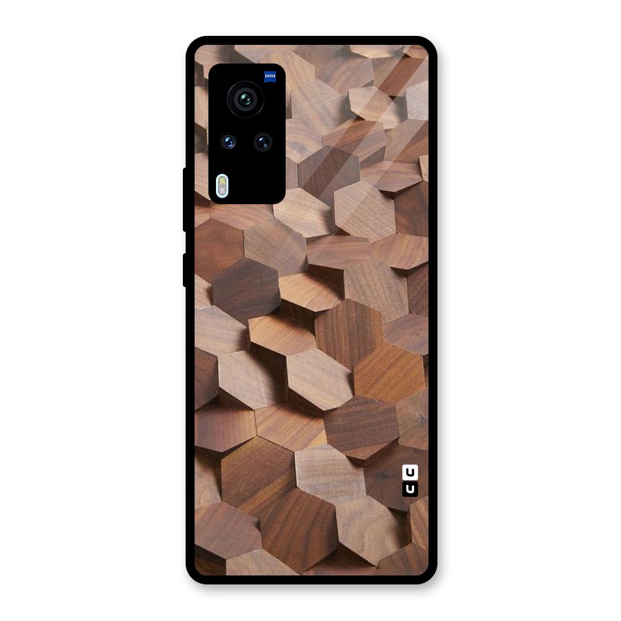 Uplifted Wood Hexagons Glass Back Case for Vivo X60 Pro