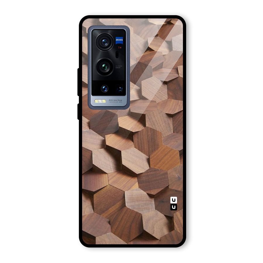 Uplifted Wood Hexagons Glass Back Case for Vivo X60 Pro Plus