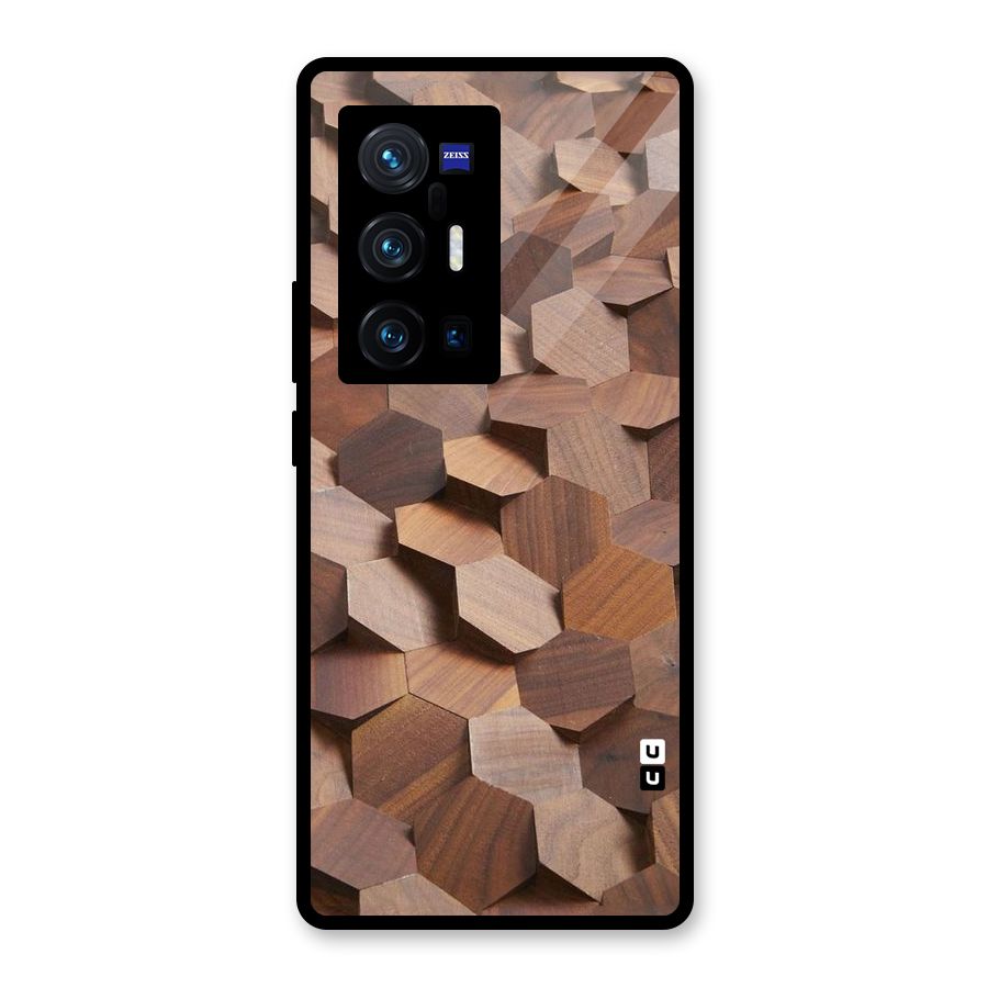 Uplifted Wood Hexagons Glass Back Case for Vivo X70 Pro Plus